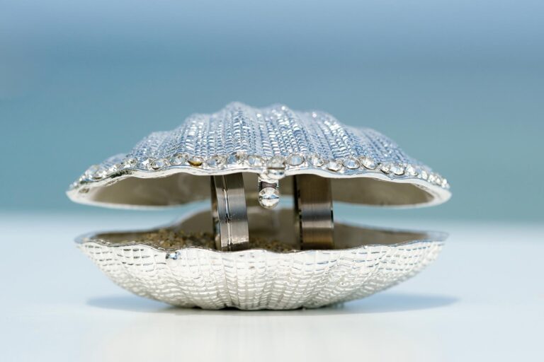 in diesem Fall birgt die Muschel einen besonderen Schatz und zwar die Eheringe, Strandhochzeit - meer sardinien urlaub