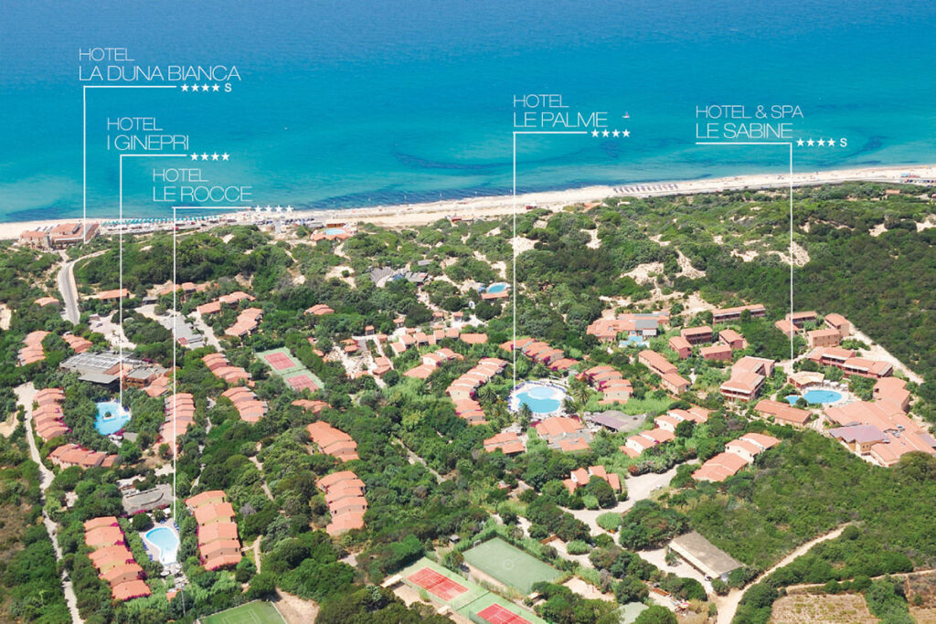 Blick aus der Vogelperspektive des Hotels Le Dune, Badesi - meer sardinien urlaub