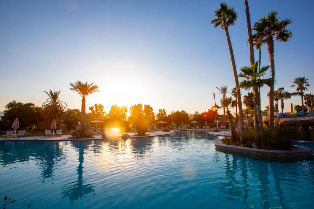 Abendstimmung am Pool, Hotel Club Saraceno, Arbatax - meer sardinien urlaub