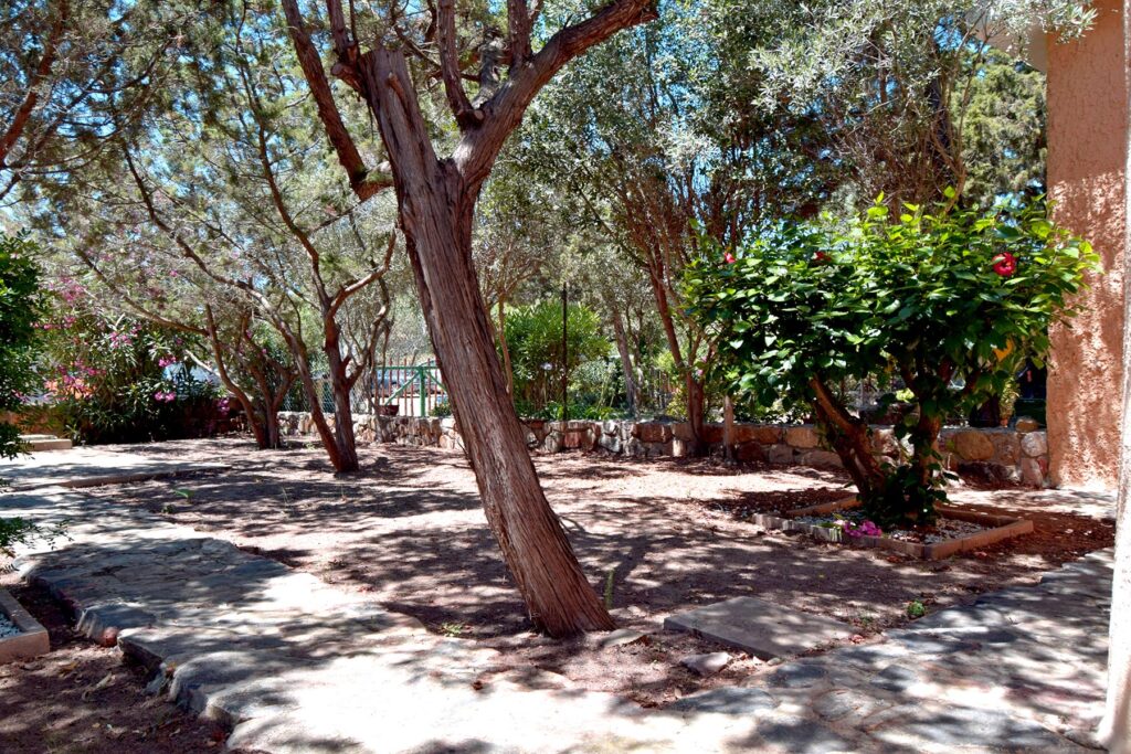 angenehme Schattenplätze im Garten des Ferienhauses Giunco, Villasimius - meer sardinien urlaub