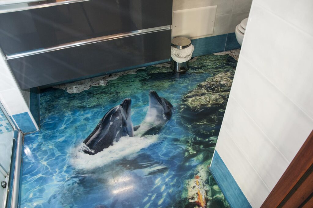 Der Fussboden des Bads vom Deluxe-Zimmer 205, Hotel Maison de Charme Bienestar, Alghero - meer sardinien urlaub