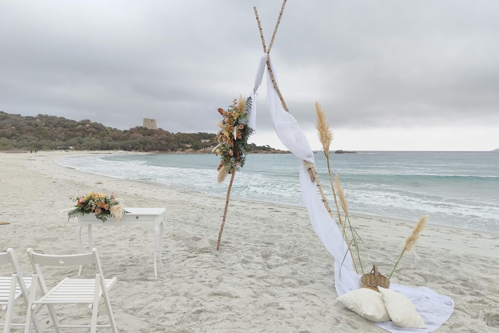 Dreiecks-Setting-Traubogen  - Heiraten auf Sardinien